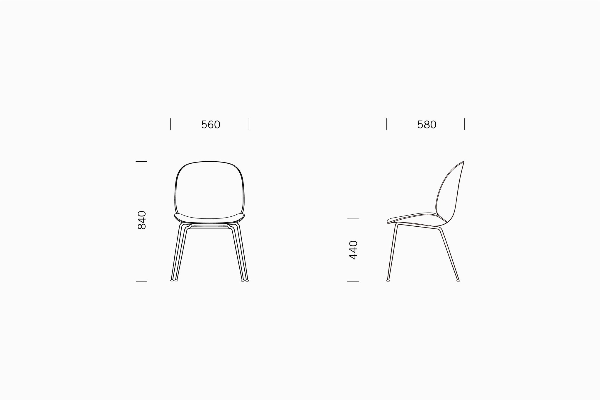 Beetle Chair - seat upholstered, conic base (short leg)