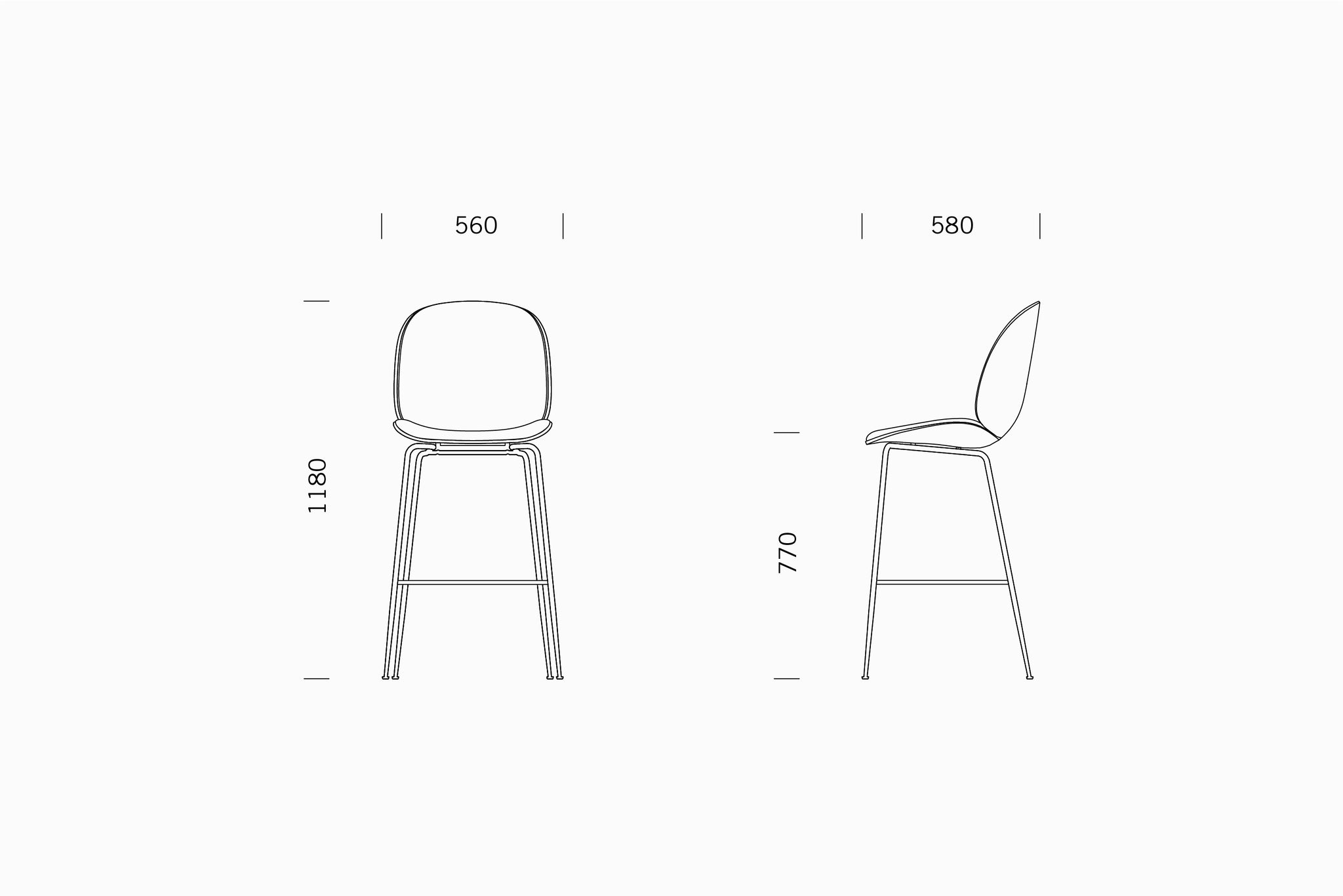 Beetle Bar Chair - seat upholstered